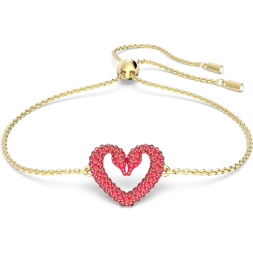SWAROVSKI Una Heart Bracelet withRed Crystals, Gold-Tone Plated