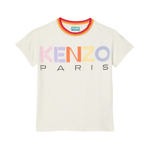 Kenzo Kids Jersey Dress, Stripped Ribber Collar, Multi Logo On Chest (Little Kids/Big Kids)