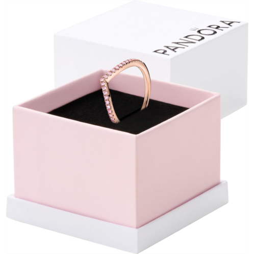 Pandora Wish Sparkling Pink Ring - Simple Rose Gold Ring for Women - Layering or Stackable Ring - Gift for Her - 14k Rose Gold with Pink Cubic Zirconia - With Gift Box