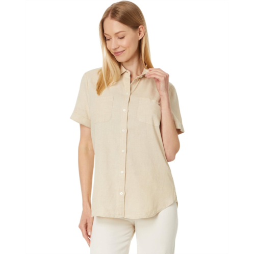 Womens Tommy Hilfiger Solid Linen Blend Camp Shirt