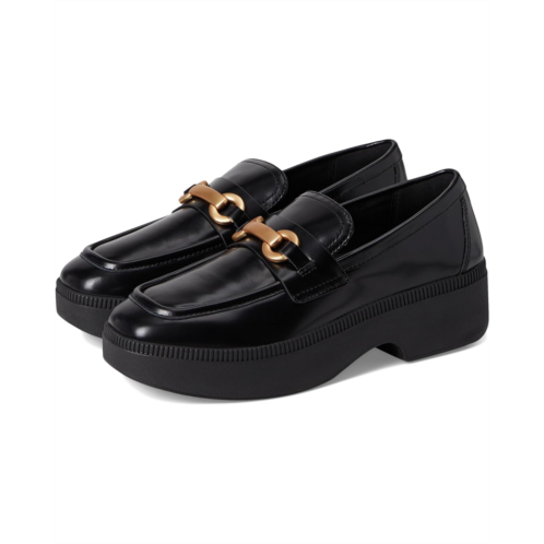 Womens FitFlop F-Luma Chunky-Snaffle Box-Leather Demi-Wedge Loafers