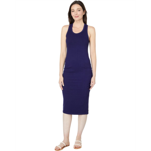 SUNDRY Rib Ruched Dress in Viscose Spandex