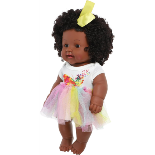 TOYANDONA Reborn Baby Dolls Black Girl: 30cm Realistic Newborn African American Baby Dolls with Dress Lifelike Newborn Girl Doll Plaything for Kids Birthday Gifts