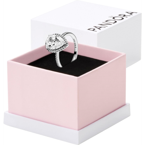 Pandora Sparkling Teardrop Halo Ring - Ring for Women - Layering or Stackable Ring for Women - Gift for Her, With Gift Box