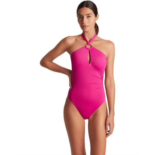 POLO RALPH LAUREN Beach Club Solid Macrame Ring High Neck One-Piece