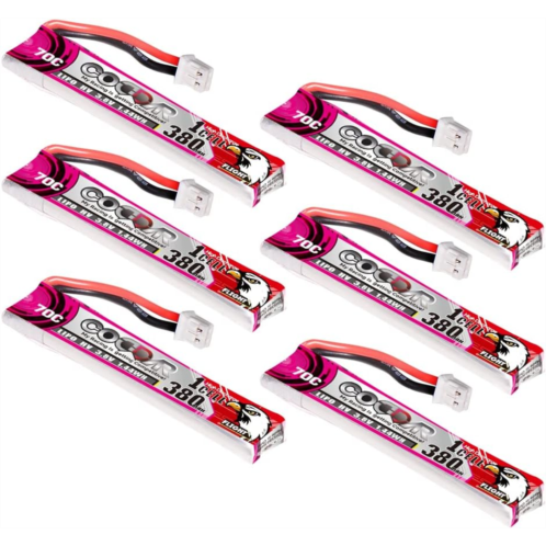 6 Packs CODDAR 380mAh 1S 3.8V 70C HV LiPo Battery with JST-PH 2.0 Connector for RC Racing Drone FPV Quads Quadcoper, CD1S38070HVC