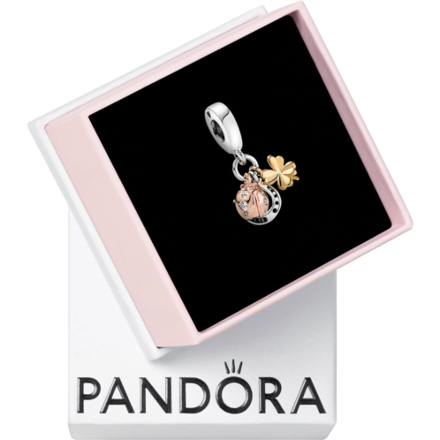 Pandora Jewelry Horseshoe, Clover and Ladybird Dangle Cubic Zirconia Charm in Sterling Silver, 18CT Gold and 14K Rose Gold