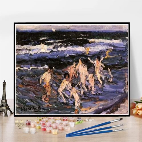 Hhydzq Paint by Numbers for Adult Kits Children in The Sea Painting by Joaquin Sorolla Arts Craft for Home Wall Decor