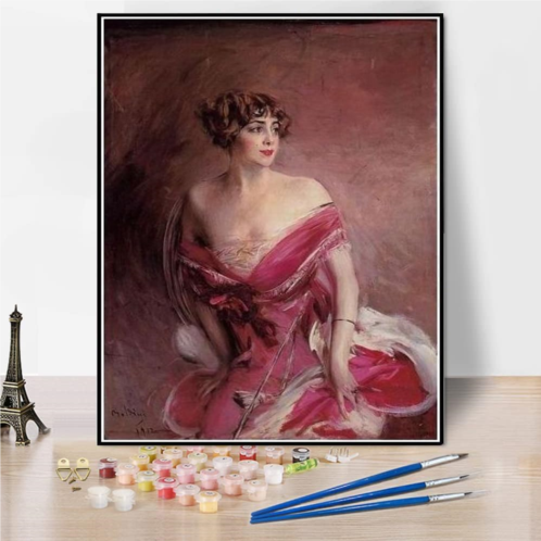 Hhydzq Paint by Numbers Kits for Adults and Kids Portrait of Mlle De Gillespie La Dame De Biarritz Painting by Giovanni Boldini Arts Craft for Home Wall Decor