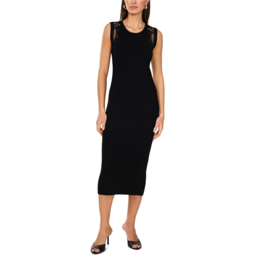 Vince Camuto Crew Neck Tank Dress With Embroidery Mesh