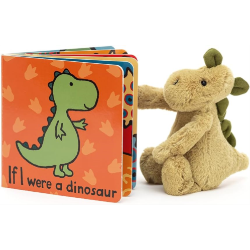 Jellycat If I were a Dinosaur Board Book and Bashful Dinosaur Stuffed Animal