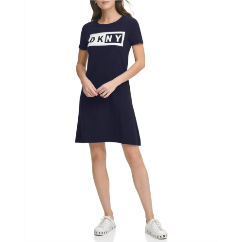 DKNY Short Sleeve Logo Fit-and-Flare Tee Dress