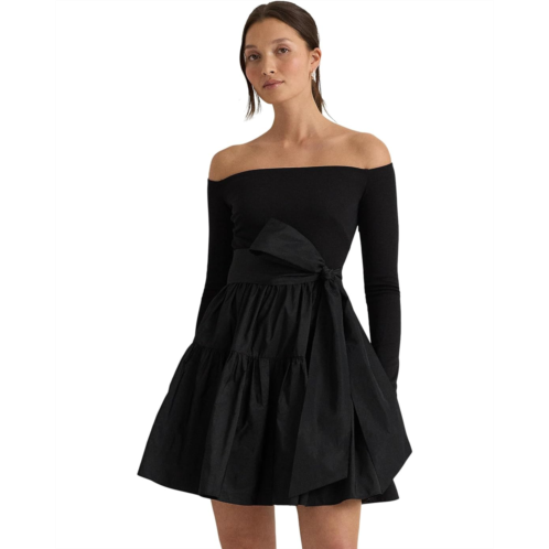 POLO RALPH LAUREN Womens Lauren Ralph Lauren Belted Off-the-Shoulder Cocktail Dress