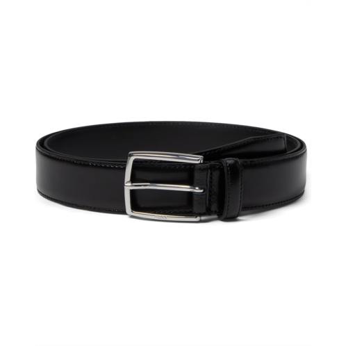 BOSS Celie Plain Leather Belt with Polished Silver Buckle