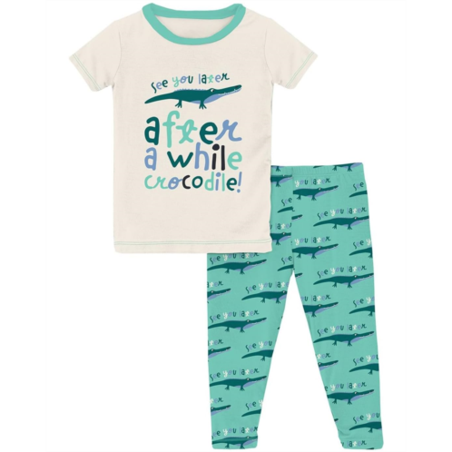 Kickee Pants Kids Short Sleeve Graphic Tee Pajama Set (Toddler/Little Kids/Big Kids)