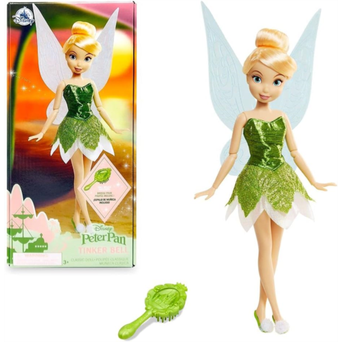 Disney Store Official Tinkerbell Classic Doll for Kids, Peter Pan, 10 Inches, Includes Brush with Molded Details, Fully Posable Toy in Glittery Dress - Suitable for Ages 3+ Toy Fig