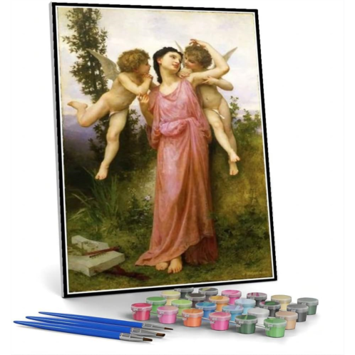 Hhydzq DIY Oil Painting Kit,Tender Thoughts Painting by William-Adolphe Bouguereau Arts Craft for Home Wall Decor