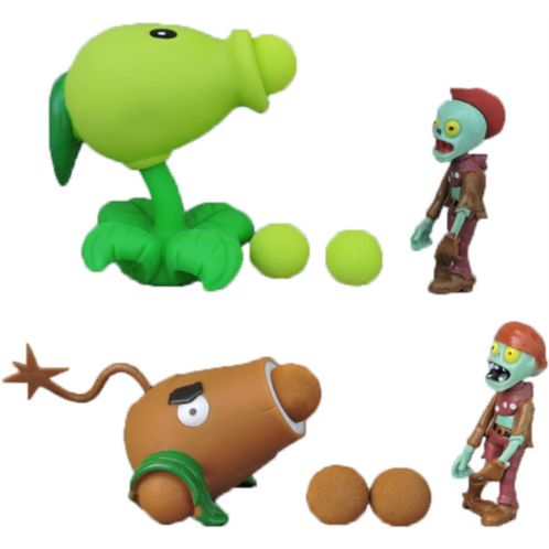 JHESAO 4 PCS Plants PVZ Toys Action Figures Zombies Toys Mini PVZ Set 1 2 Series Great Gifts for Kids and Fans, Birthday and Christmas Party