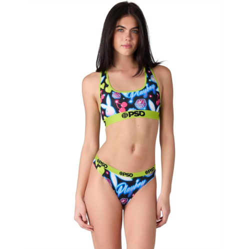 Womens PSD Playboy Airbrush Black Sports Bra