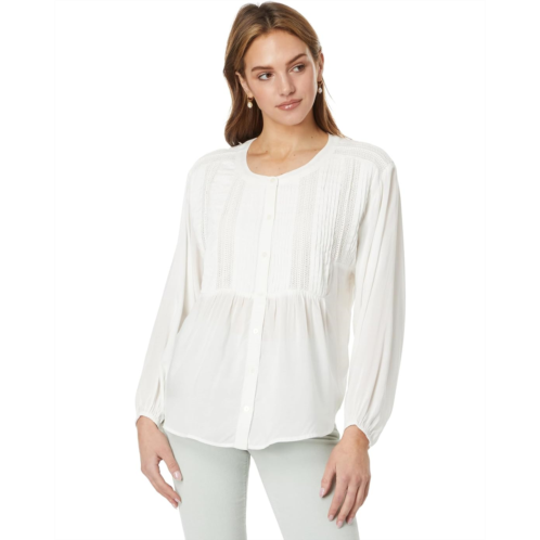 Womens Lucky Brand Textured Pin Tuck Blouse