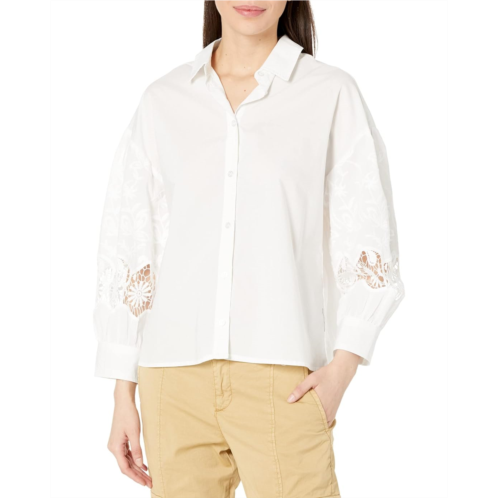 Sanctuary Cutwork Sleeve Poplin Shirt