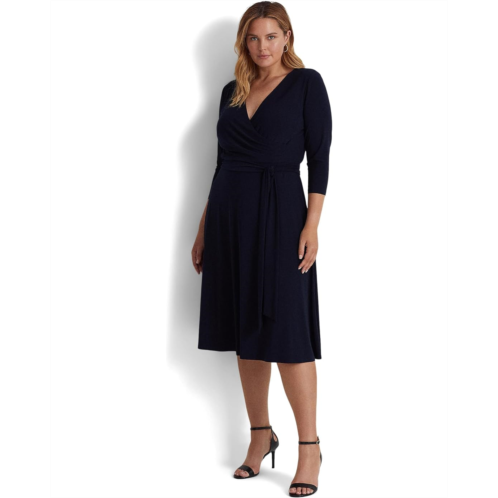 POLO RALPH LAUREN Womens Lauren Ralph Lauren Plus Size Surplice Jersey Dress