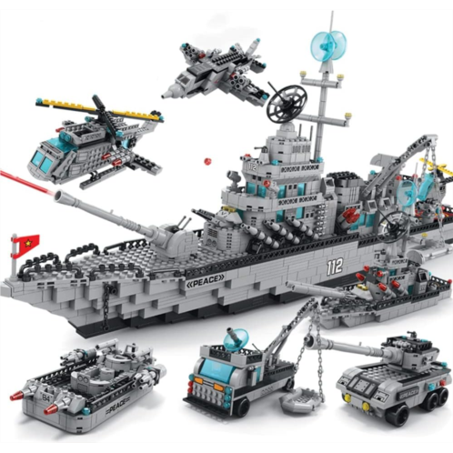 Generic STEM 6 in1 Warship Military Battleship Building Block Set Toy, 27.5 inch Super Large Size. Toys for 6-14 Year Old Boys, Boat Ship Aircraft Carrier, Battleship Toy.Building Blocks.(