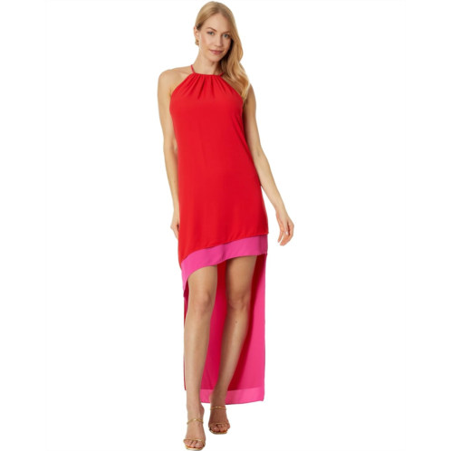 BCBGMAXAZRIA Halter High-Low Color-Block Dress