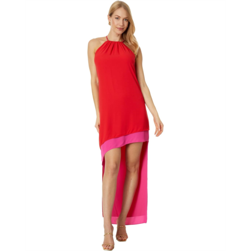 Womens BCBGMAXAZRIA Halter High-Low Color-Block Dress