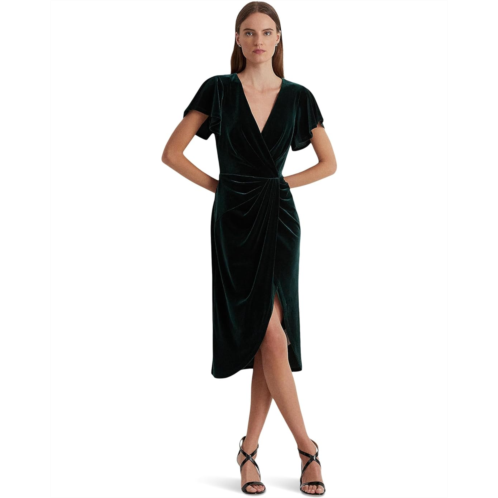 POLO Ralph Lauren Womens LAUREN Ralph Lauren Velvet Flutter-Sleeve Cocktail Dress