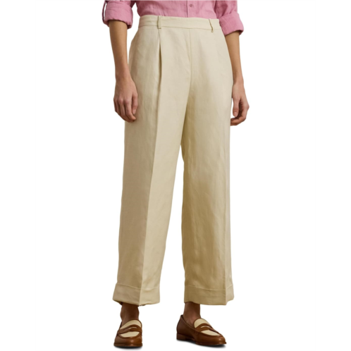 POLO RALPH LAUREN Womens Lauren Ralph Lauren Linen-Blend Twill Wide-Leg Pants