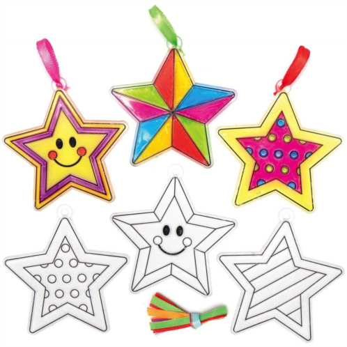 Baker Ross AX414 Star Suncatchers - Pack of 10, for Children to Design, Decorate and Display, Creative Summer Craft Set, Ideal Kids Arts and Crafts Projects