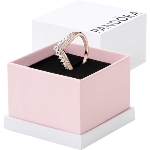 Pandora Jewelry Princess Sparkling Wishbone Cubic Zirconia Ring in Rose, With Gift Box