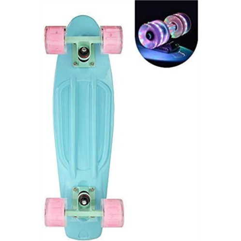 Zhengji Cruiser Skateboard for Girls with LED Light Up Wheels Cool Completed Skate Board 22 inch for Kids Teens Beginners Standard Skateboard with Carrying Bag
