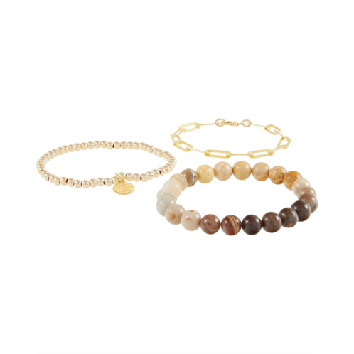 Dee Berkley Beige Ombre Gemstone Bracelet Stack