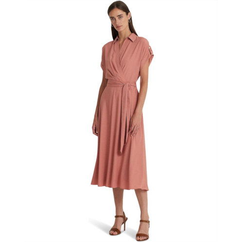 POLO RALPH LAUREN Womens Lauren Ralph Lauren Belted Crepe Dress