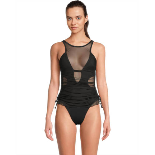 Womens BECCA Muse Macie High Neck Mesh Overlay One Piece