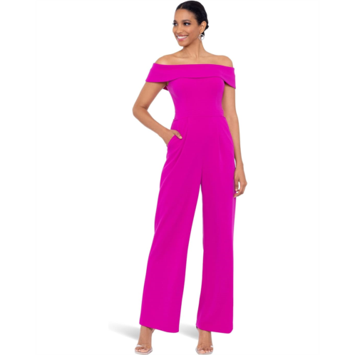 XSCAPE Over-the-Shoulder Scuba Crepe Jumpsuit