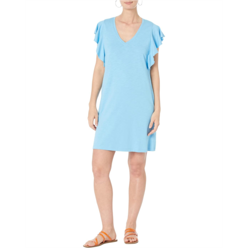 Womens Lilla P Flutter Sleeve V-Neck Dress