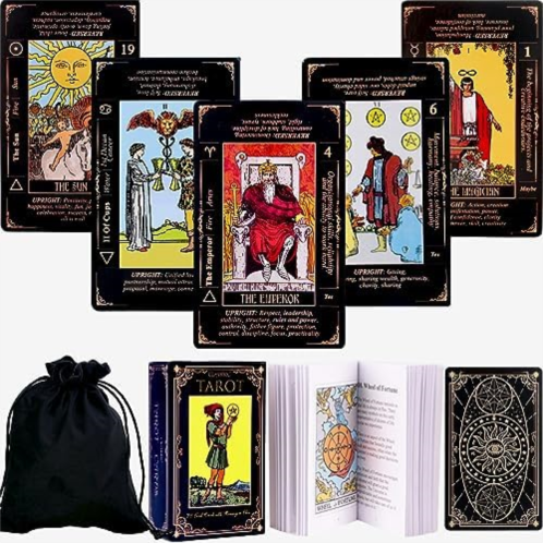 Kings palace Classic Rider Waite Tarot Cards for Beginners, Tarot Cards with Meanings On Them, Tarot Cards with Guide Book/Linen Carry Bag,78 Original Tarot Cards Set, Easy to Read
