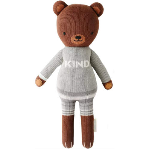 cuddle + kind Oliver The Bear Little 13 Hand-Knit Doll - 1 Doll = 10 Meals, Fair Trade, Heirloom Quality, Handcrafted in Peru, 100% Cotton Yarn