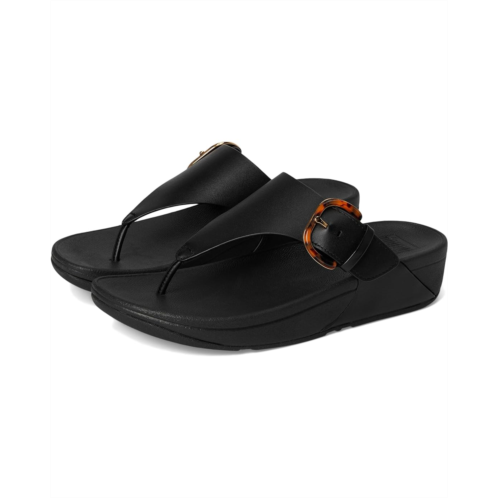 FitFlop Lulu Resin-Buckle Leather Toe-Post Sandals