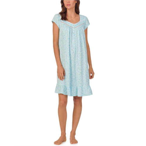 Womens Eileen West Cap Sleeve Cotton Knit Short Gown