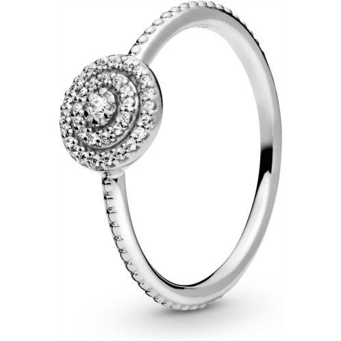 Pandora Elegant Sparkle Ring - Sterling Silver Ring for Women - Layering or Stackable Ring - Gift for Her - Sterling Silver with Clear Cubic Zirconia - Size 7