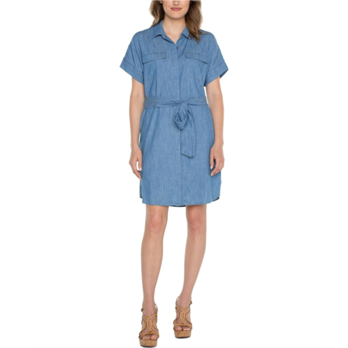 Liverpool Los Angeles Chambray Belted Shirt Dress