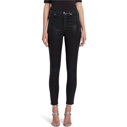 7 For All Mankind High-Waist Ankle Skinny in Black Coated