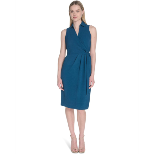 Womens Calvin Klein Aerowash Collared Elastic Waist Self Tie Midi