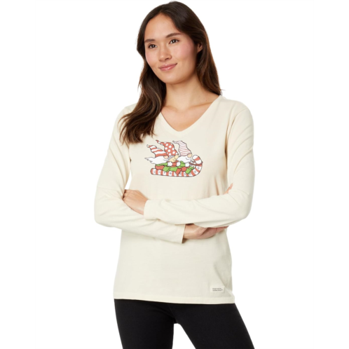 Life is Good Gnome Toboggan Ride Long Sleeve Crusher Vee