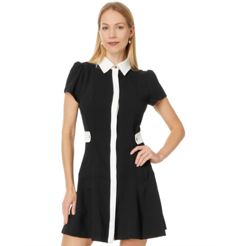 Womens CeCe Collared Short Fit & Flare Dress W/ Waist Tabs