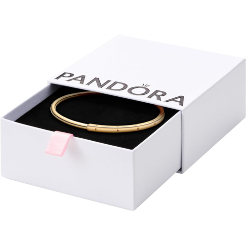 Pandora Jewelry Signature I-D Open Bangle Bracelet for Women - 14k Gold-Plated - 6.9a€, With Gift Box